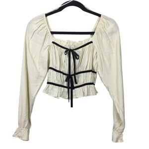 Thirty Thirty Milk Maid Smocked Ruffle Sleeve Cropped Pirate Cosplay Women's XS